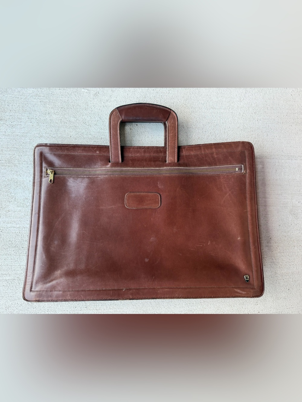 Vintage 1970s–1980s Brown Leather Portfolio Briefcase Document Case C&C Zipper
